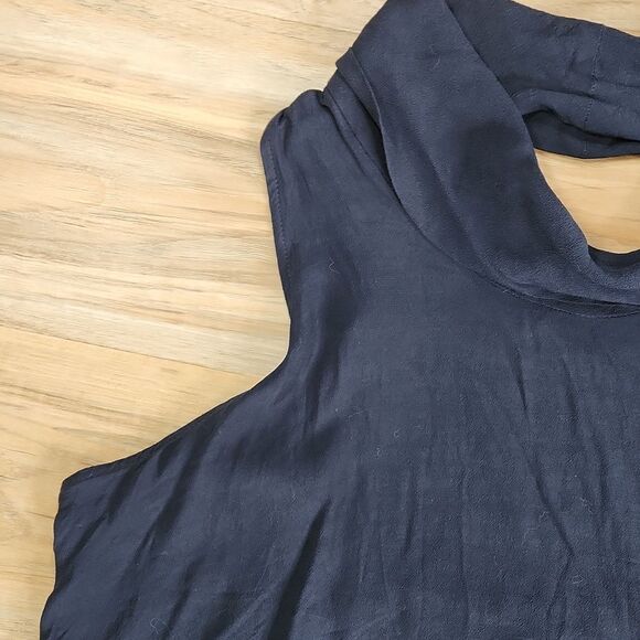 🔹️NWT Free People Blue Rayon Cowl Neck Open Back Sleeveless Top Large - Picture 8 of 11